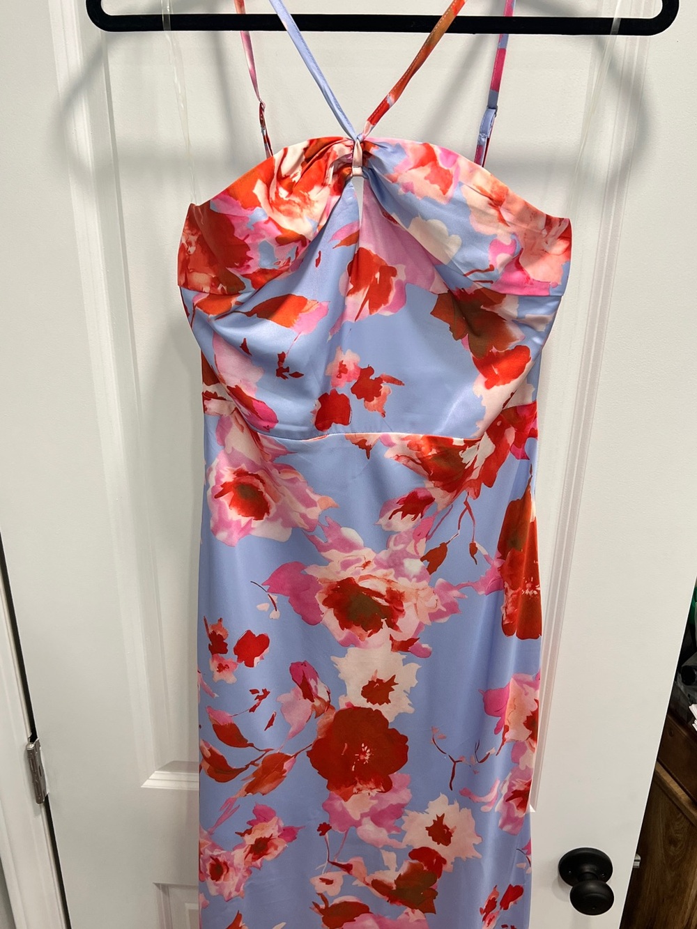 Here Comes The Sun - Floral Slip Maxi Dress in Periwinkle and Red
